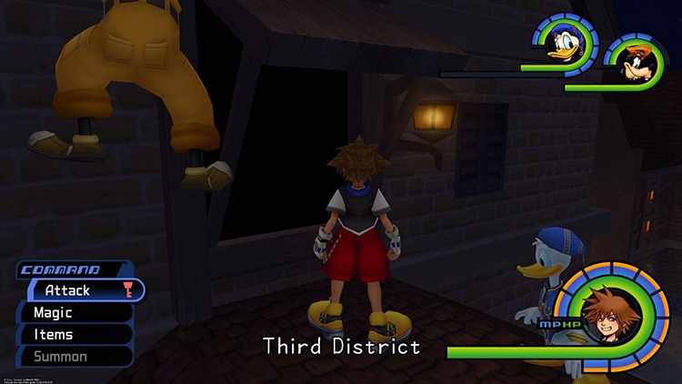 Finally, use this exit to reset the nearby Search Ghosts / Kingdom Hearts 1.5
