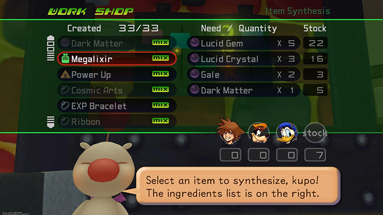 A Lot of Rare Items Just for a Megalixir, Kupo / Kingdom Hearts 1.5