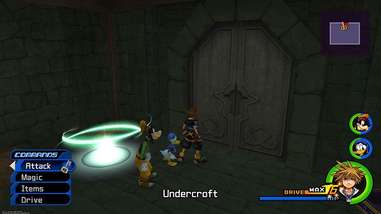 Enter here and head into the Undercroft / KH2FM