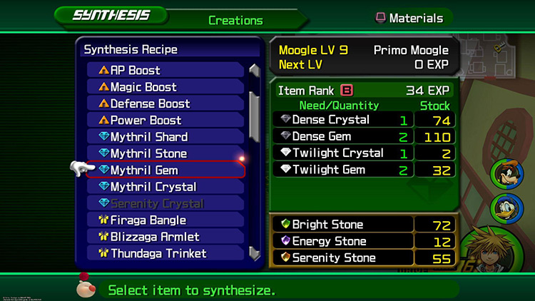 Mythril Gem synthesis / KH2FM