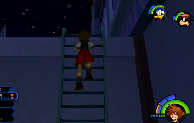 sora kingdom hearts climbing ladder gizmo shop roof